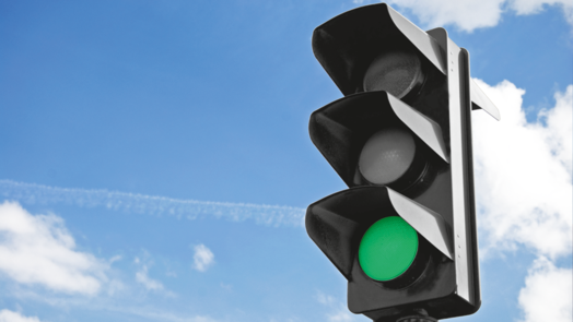 Traffic light showing green light